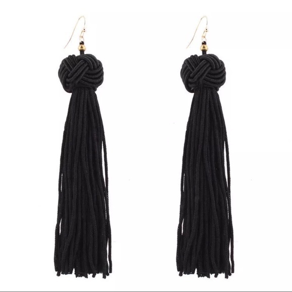 ✨BLACK✨”THE PERFECT KNOT” TASSEL EARRINGS-DROP‎ - Picture 3 of 4